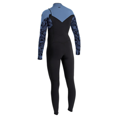 O'Neill Womens Epic 4/3mm Chest Zip Wetsuit 2026 - Black / Stormy Palm / Faded Denim