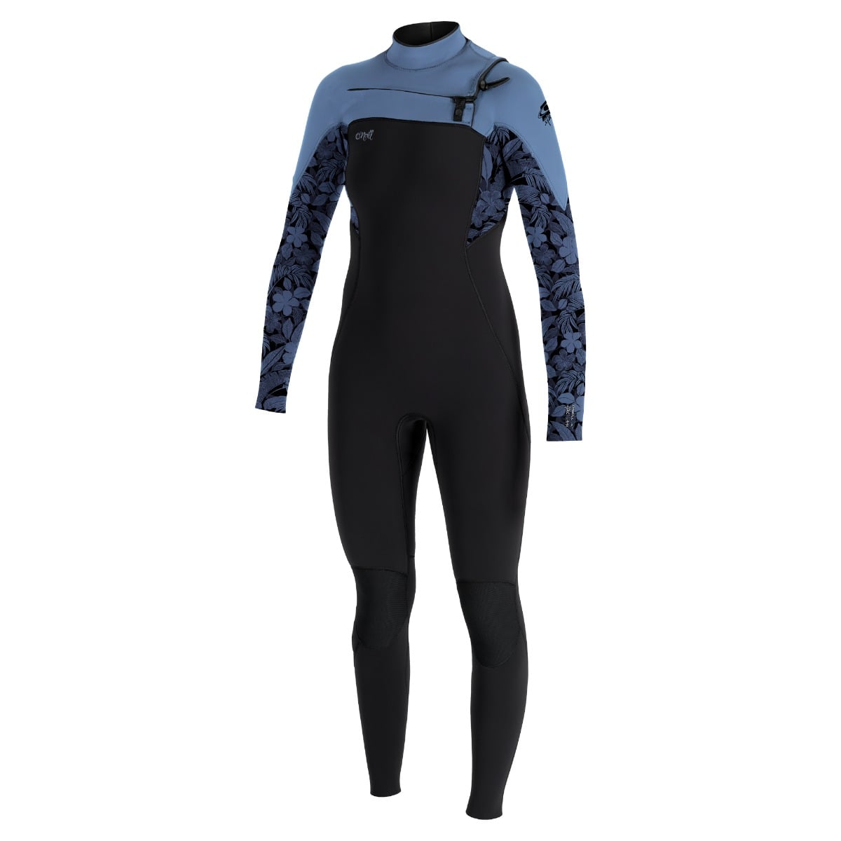 O'Neill Womens Epic 5/4mm Chest Zip Winter Wetsuit in Black/ Stormy Palm / Faded Denim