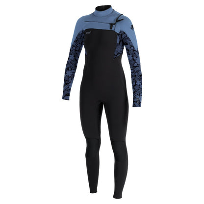 O'Neill Womens Epic 5/4mm Chest Zip Winter Wetsuit in Black/ Stormy Palm / Faded Denim
