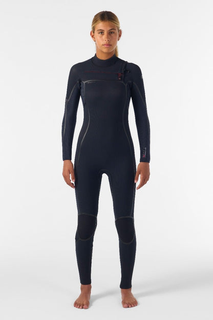 O'Neill Womens Hyperfreak Fire 4/3+mm Chest Zip Wetsuit 2026 - Black
