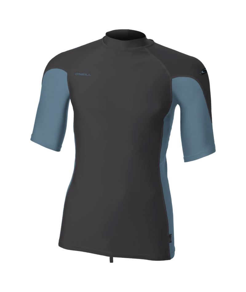 O'Neill Hyperfreak Skins Mens Short Sleeve Rash Guard - Tempered Steel/ Blue Fusion