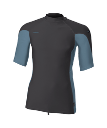 O'Neill Hyperfreak Skins Mens Short Sleeve Rash Guard - Tempered Steel/ Blue Fusion