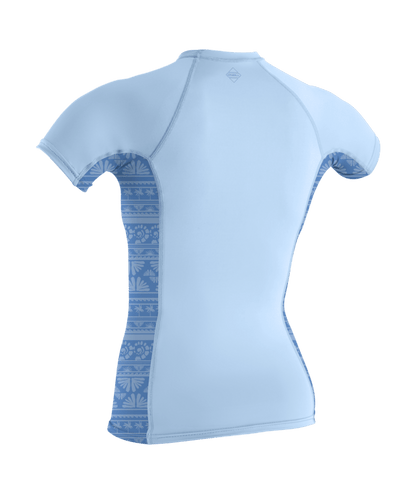 O'Neill Hyperfreak Womens Skins Short Sleeve Rash Guard  - Chamber Ray Blue/ Surf Abstract