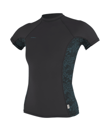 O'Neill Hyperfreak Womens Skins Short Sleeve Rash Guard - Tempered Steel/Shaded Island Sky