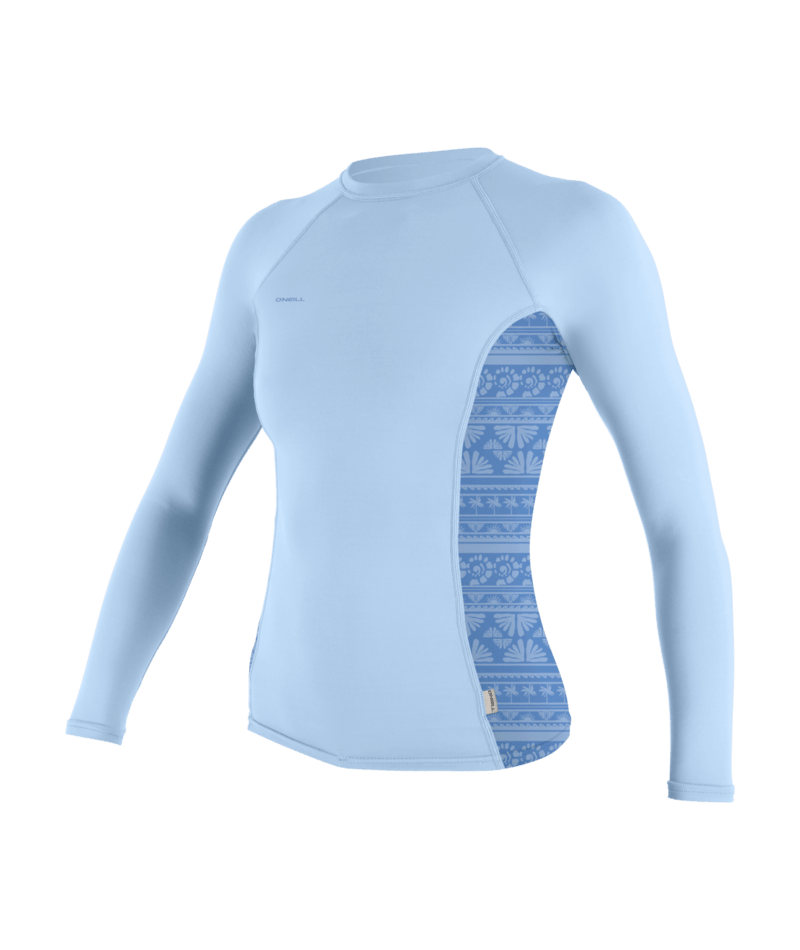 O'Neill Hyperfreak Skins Long Sleeve Rash Guard - Chambray Blue/ Abstract Surf