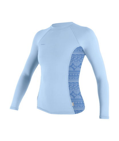 O'Neill Hyperfreak Skins Long Sleeve Rash Guard - Chambray Blue/ Abstract Surf
