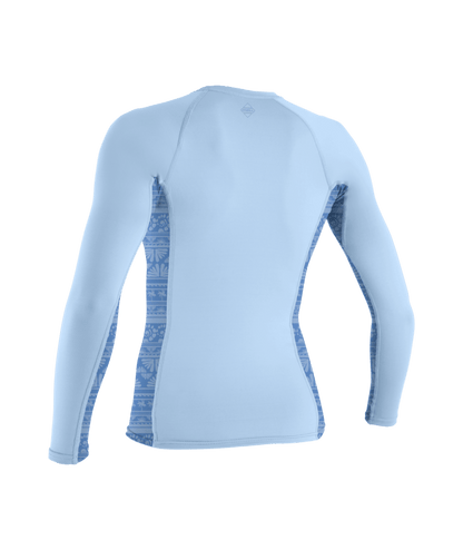 O'Neill Hyperfreak Womens Skins Long Sleeve Rash Guard - Chambray Blue/ Abstract Surf