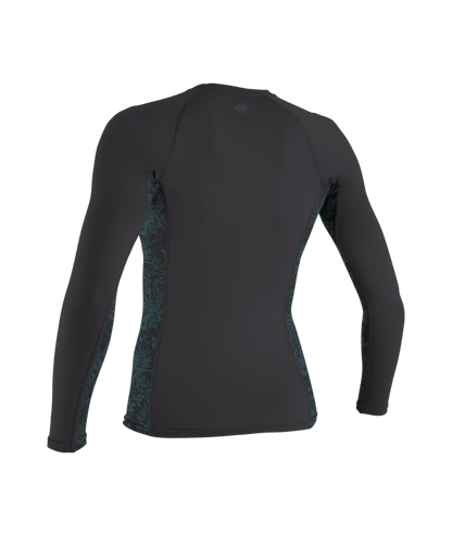 O'Neill Hyperfreak Womens Skins Long Sleeve Rash Guard - Tempered Steel/Shaded Island Sky
