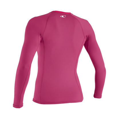 O'Neill Basic Skins Women's Long Sleeve SAMPLE Rash Guard - Fox Pink