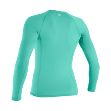 Womens long sleeve rash vest in colour way holiday with a white logo on a white background.