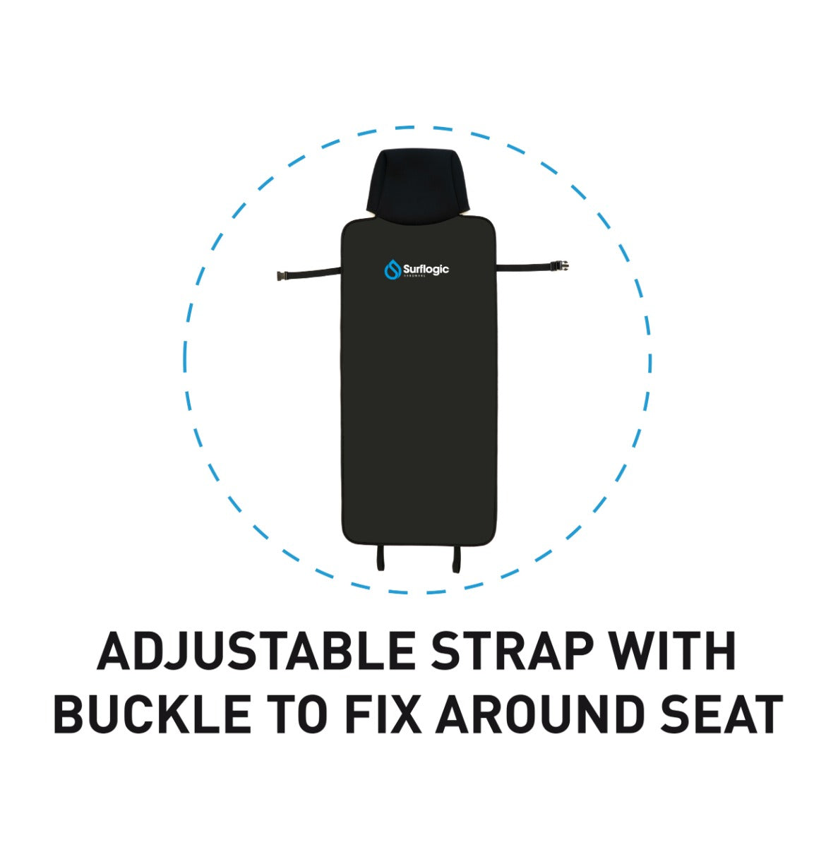 Surf Logic Single Waterproof car seat cover - Neoprene / Black - Detail