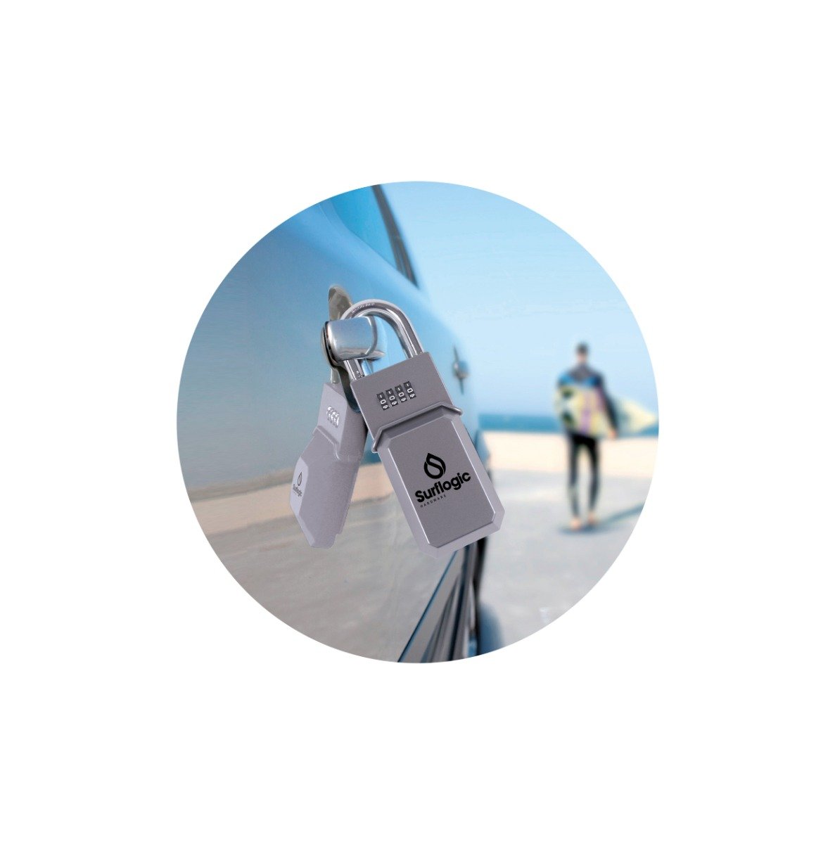 Surflogic Standard Key Safe Lock - Silver - attached