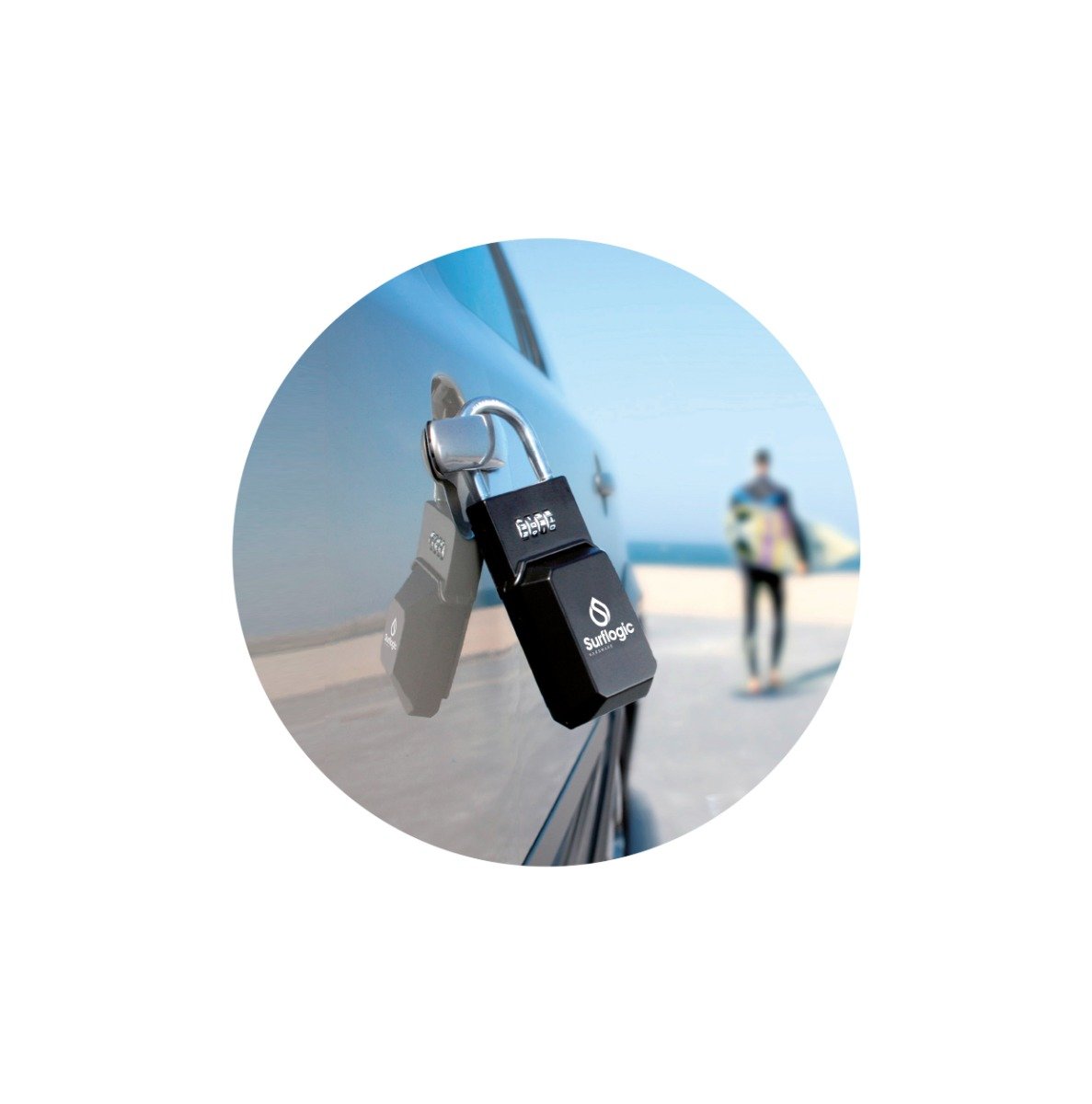 Surflogic Standard Key Safe Lock - Black - attached