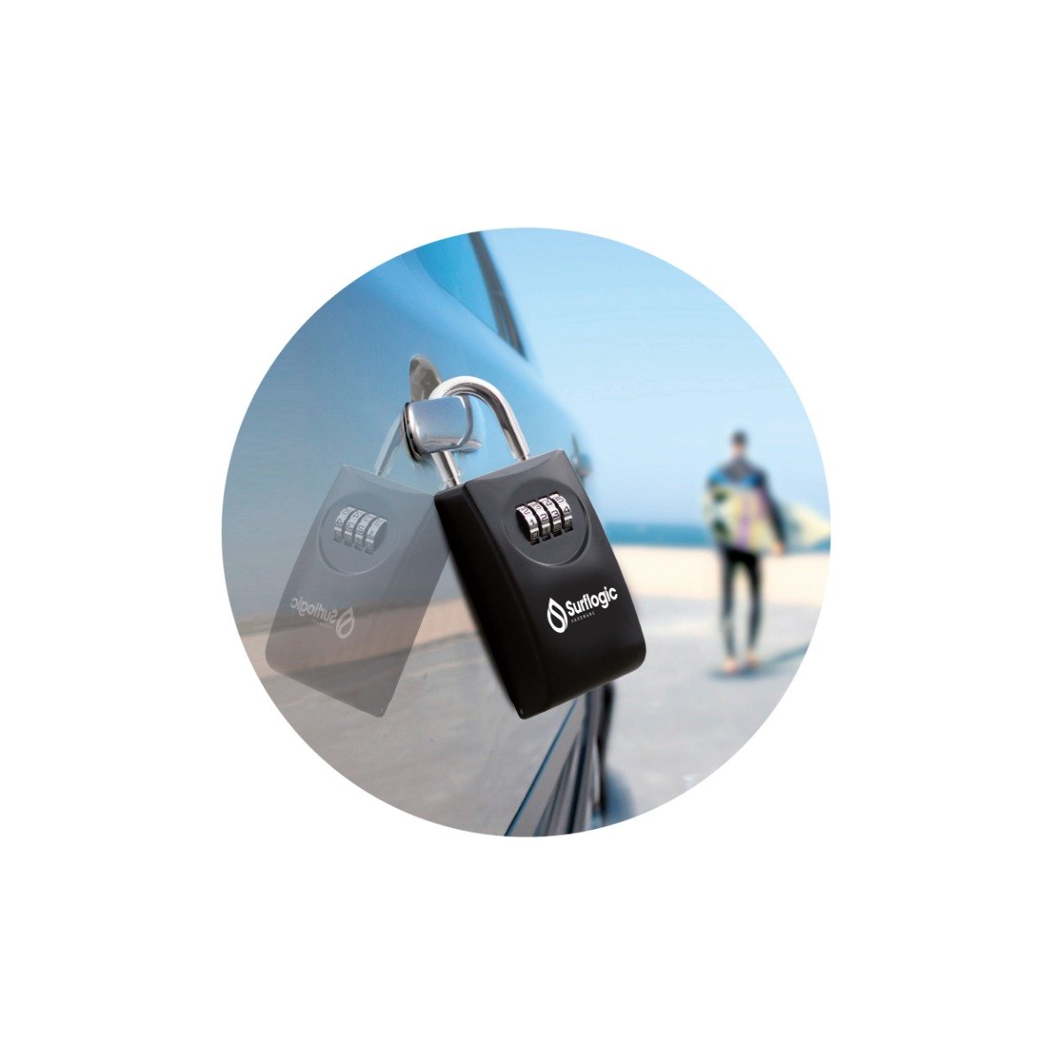 Surflogic Maxi Key Safe Lock - Black - attached