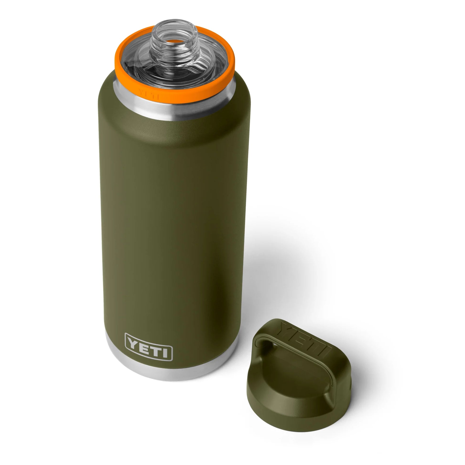 Yeti Rambler 46oz Bottle with Chug Cap - Olive/King Crab Orange