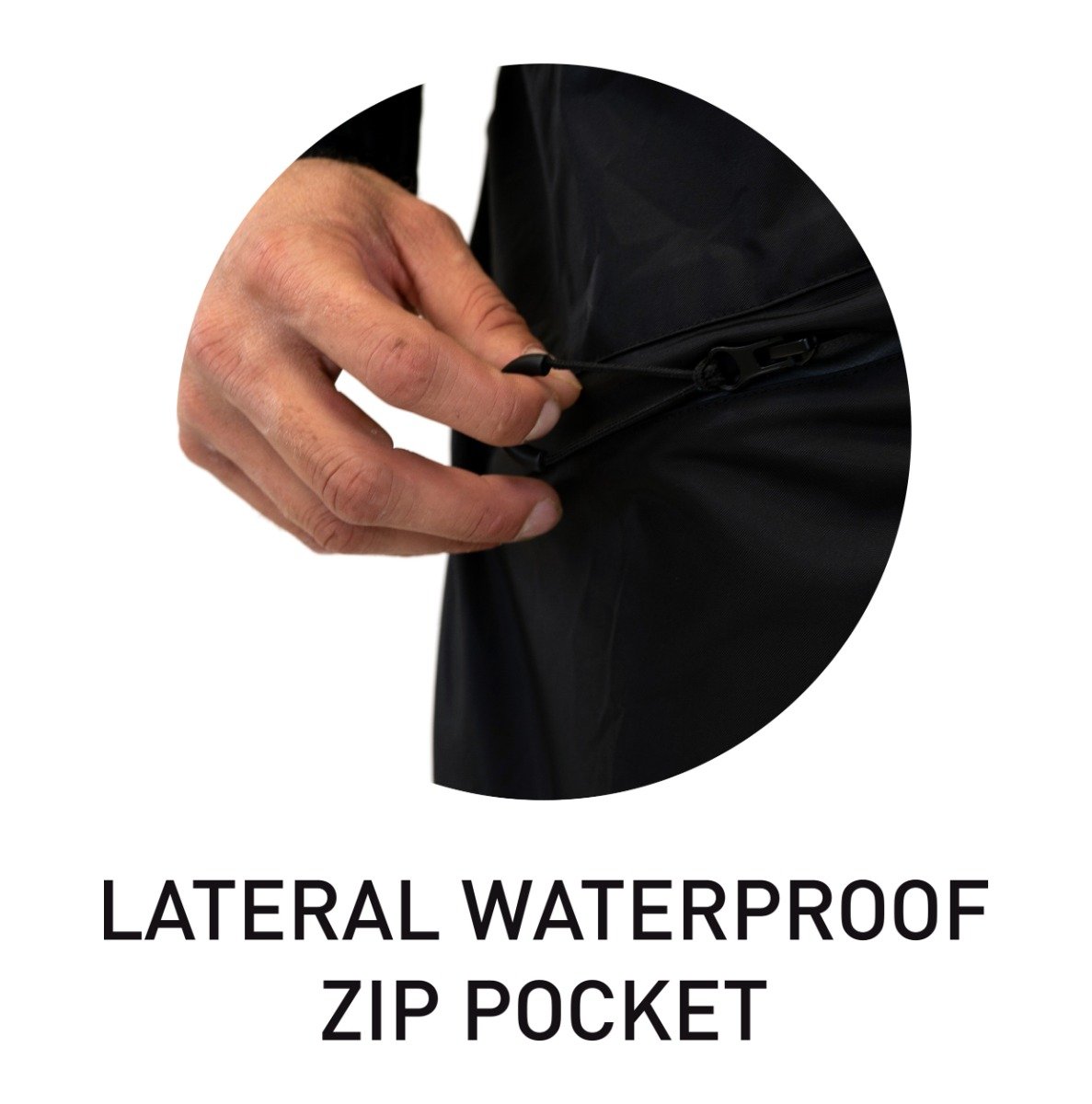 Surflogic Storm Short Sleeve Robe - Black - side zip