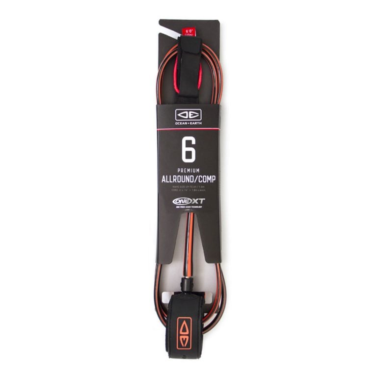 Ocean and Earth One-Xt Premium 6ft All Round Surf Leash - Coral - Full View