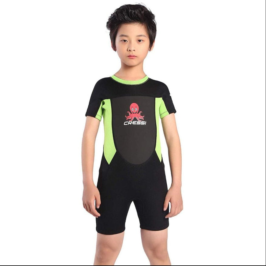 Cressi Smoby Junior Shorty Wetsuit 2021 - Black/Fluro Green - Front