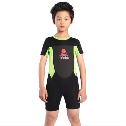 Cressi Smoby Junior Shorty Wetsuit 2021 - Black/Fluro Green - Front