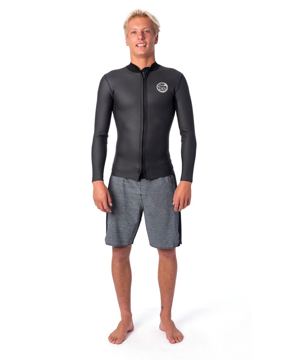 Rip Curl Mens Dawn Patrol 1.5mm Long Sleeve Wetsuit Jacket 2021 - Black - Front