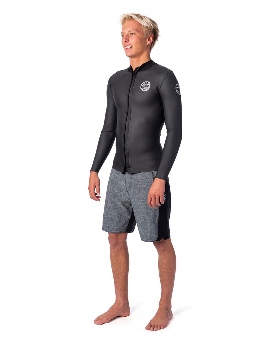 Rip Curl Mens Dawn Patrol 1.5mm Long Sleeve Wetsuit Jacket 2021 - Black - Side