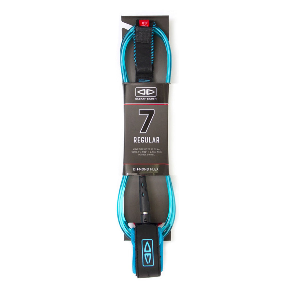 Ocean & Earth 7ft Regular Moulded Leash 2021 - Blue