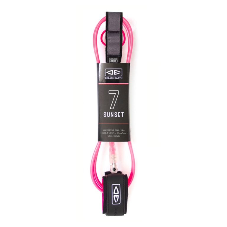 Ocean and Earth Sunset Moulded 7ft Leash in Pink - Full View