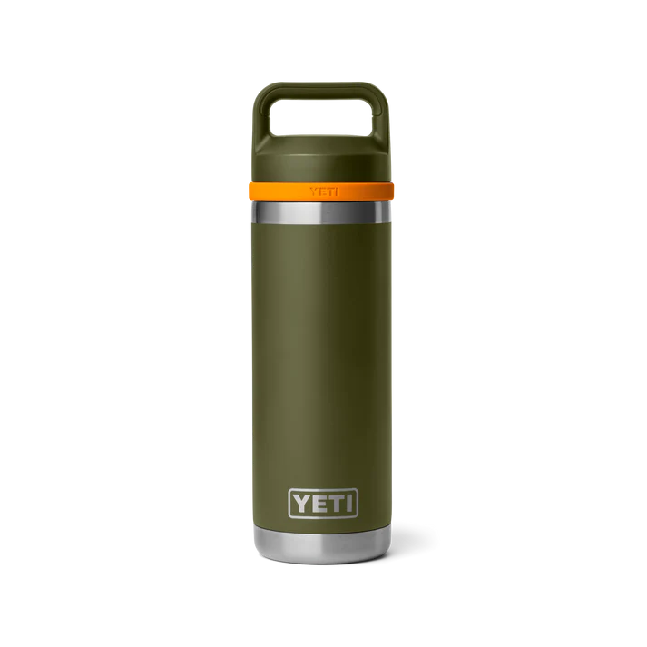 Yeti Rambler 18oz Bottle with Chug Cap 2.0 in Olive/King Crab Orange