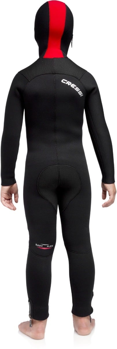Cressi Junior Dive 5mm Monopiece Wetsuit 2021 - Black- Back With Hood Up