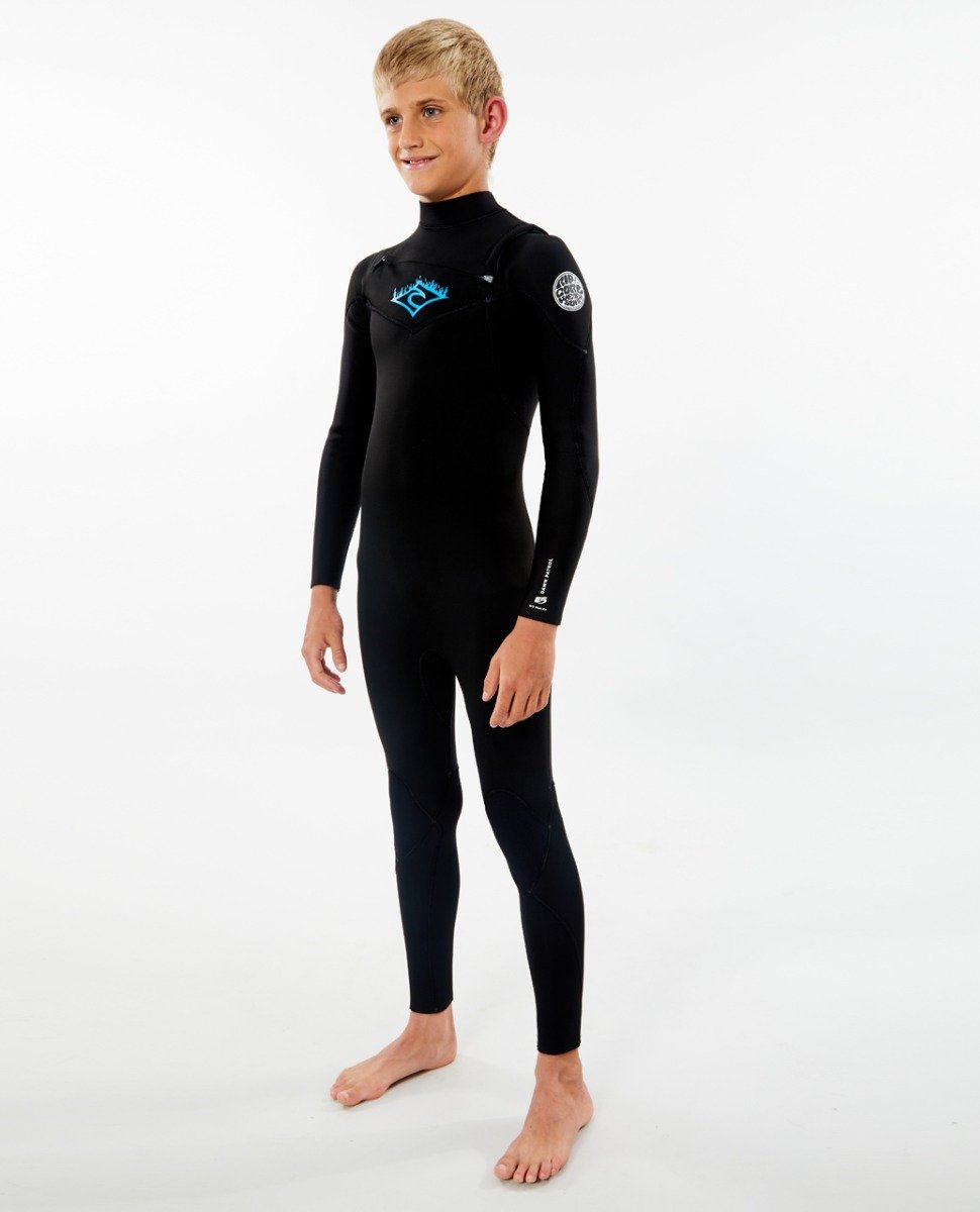 Rip Curl Dawn Patrol Junior Boys 3/2mm Chest Zip Wetsuit 2021 - Black