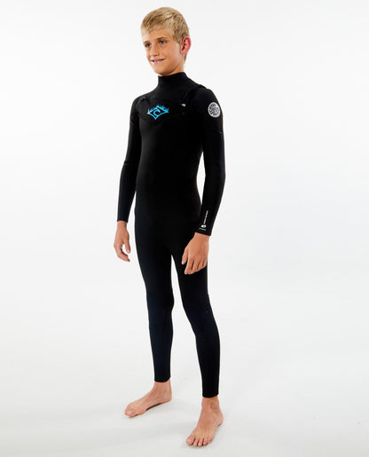 Rip Curl Dawn Patrol Junior Boys 3/2mm Chest Zip Wetsuit 2021 - Black