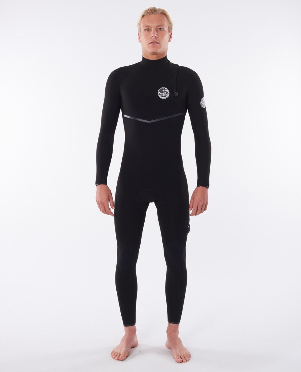 Rip Curl E Bomb 3/2mm Mens Zip Free Wetsuit  - Black - Front