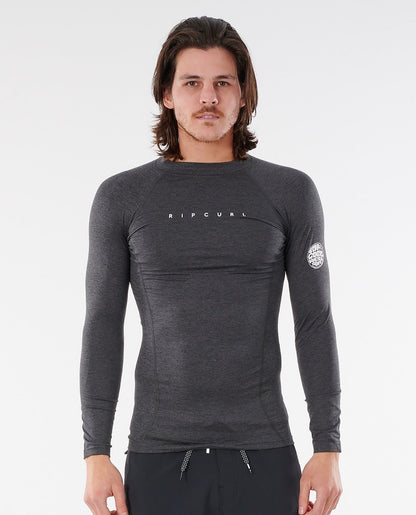 Rip Curl Dawn Patrol Performance Long Sleeve UV Mens Tee in Black Marle