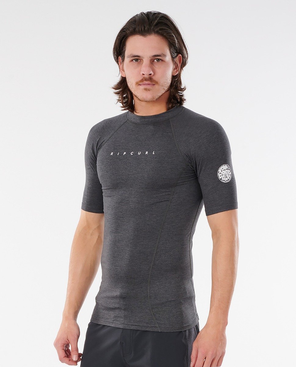 Rip Curl Dawn Patrol Short Sleeve Mens Rash Vest 2021 - Black