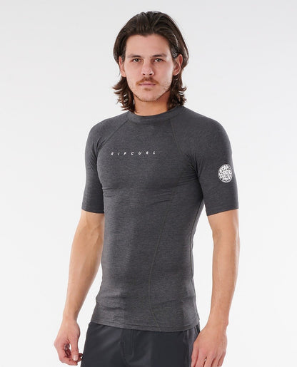 Rip Curl Dawn Patrol Short Sleeve Mens Rash Vest 2021 - Black