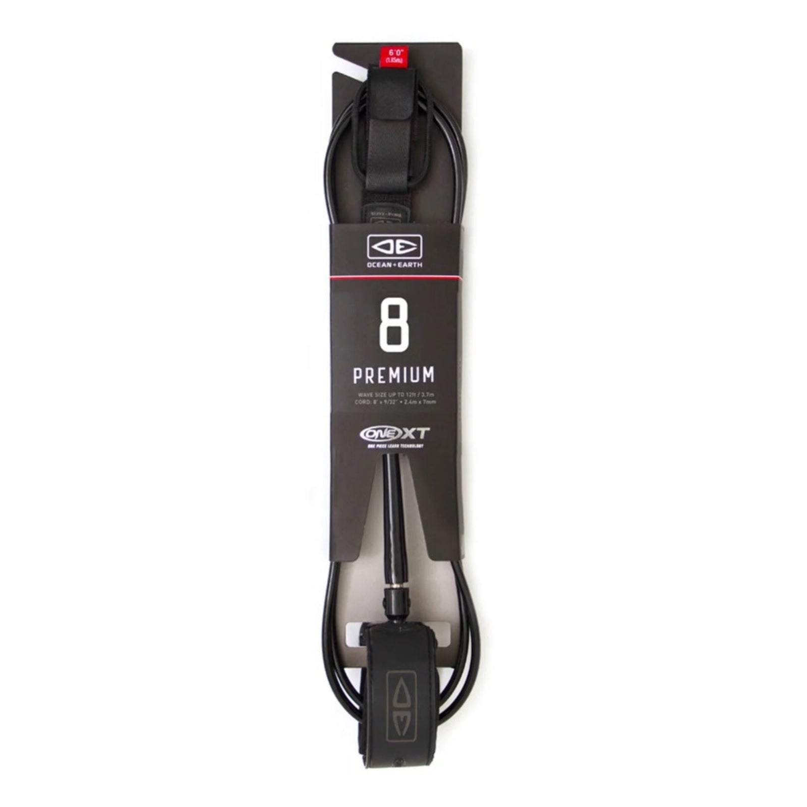 Ocean & Earth Premium OneXT 8ft Surfboard Leash - Black