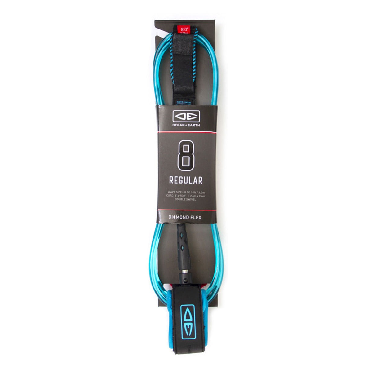 Ocean & Earth 8ft Regular Moulded Leash  - Blue