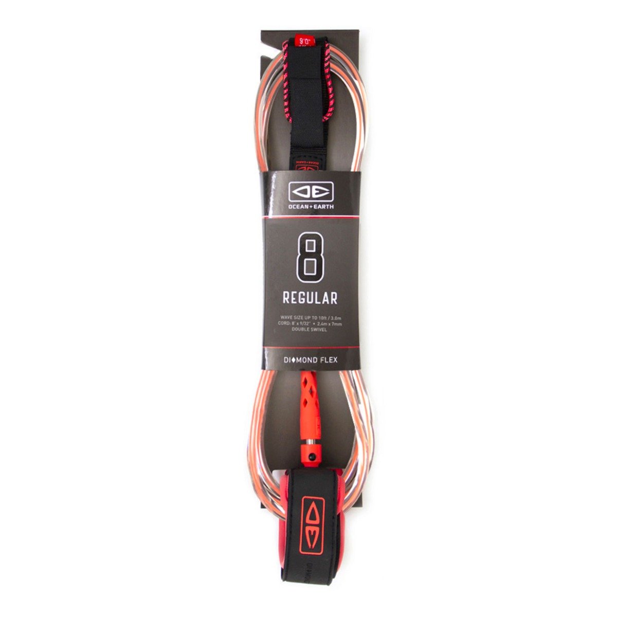 Ocean and Earth 8'0 Regular Moulded Leash in Coral