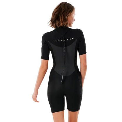 Rip Curl Womens Omega 1/5mm Short Sleeve Spring Wetsuit - Black - Back