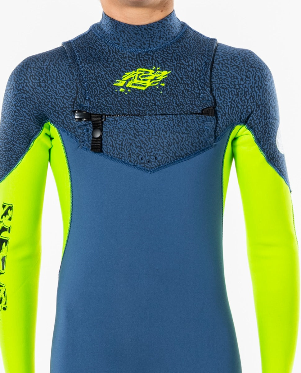 Rip Curl Dawn Patrol 4/3mm Chest Zip Kids Wetsuit 2022 - Blue