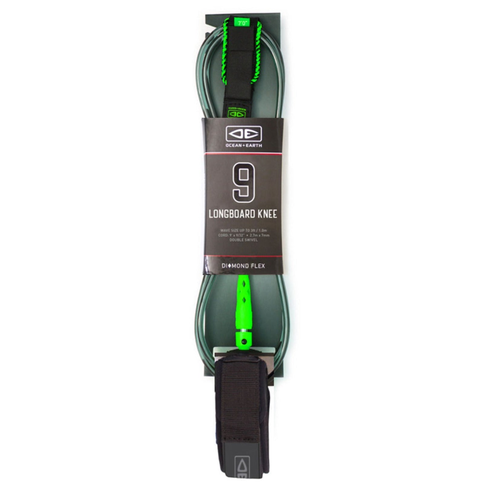 Ocean & Earth 9ft Regular Longboard Knee Leash in lime