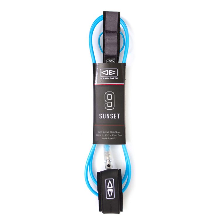 Ocean and Earth Sunset Moulded 9ft Leash in Blue - Full View