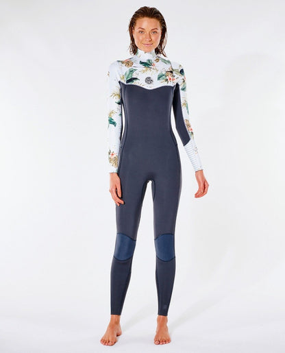 Rip Curl Dawn Patrol 4/3mm Women's Chest Zip Wetsuit 2022 - Charcoal