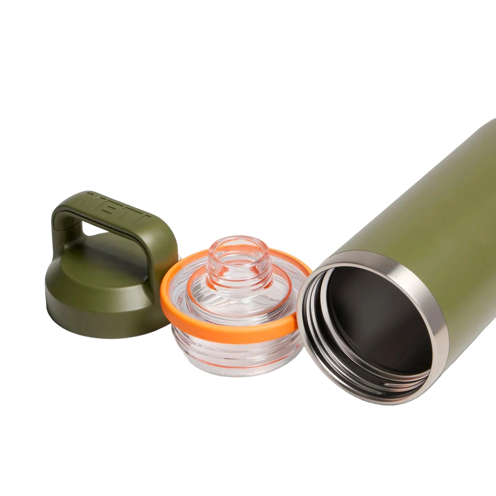 Yeti Rambler 18oz Insulated Bottle with Chug Cap 2.0 - Olive/King Crab Orange