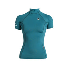 C-Skins NuWave Rash X Womens Short Sleeve Rash Vest - Emerald/Light Blue