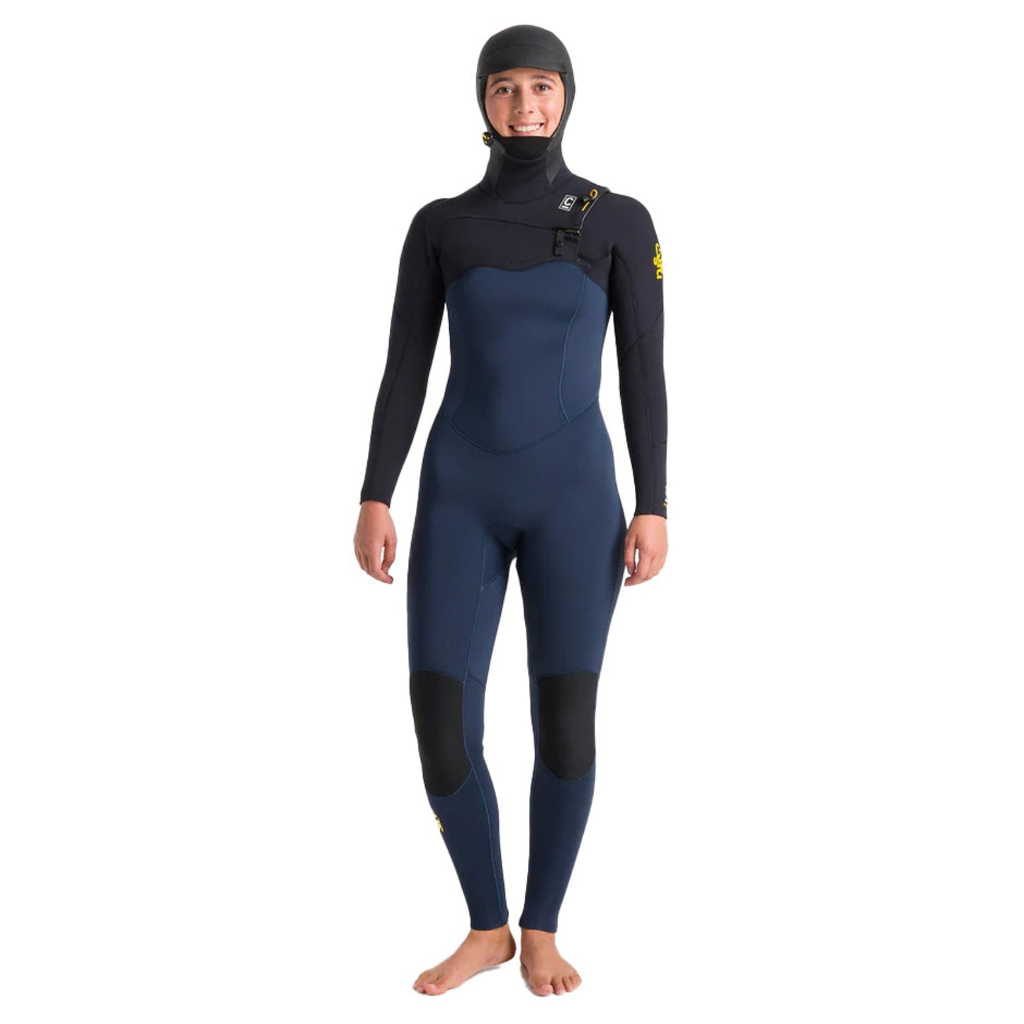 C-Skins Women's Solace 5/4mm Chest Zip Hooded Wetsuit - Blustone/Blk/Saffron - Buy online today