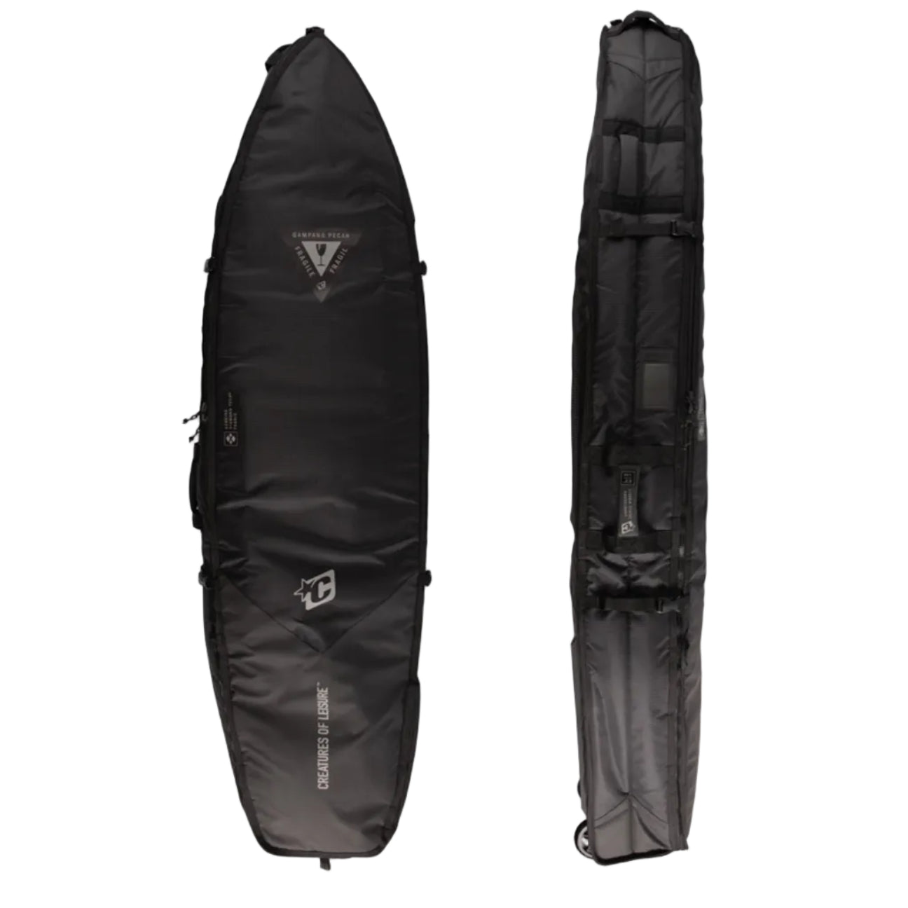 Creatures Of Leisure Shortboard Triple Wheely DT2.0 Board Bag - Black Silver