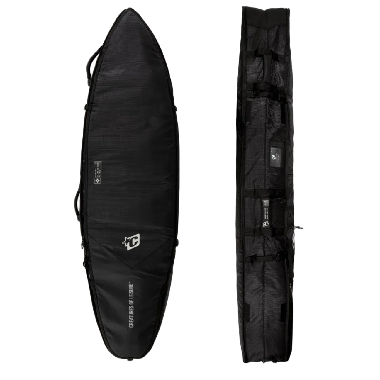 Creatures Of Leisure Shortboard Quad Coffin DT2.0 Board Bag - Black Silver