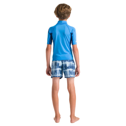 C-Skins NuWave Rash X Junior Short Sleeve Rash Vest - Cyan/Slate/Multi