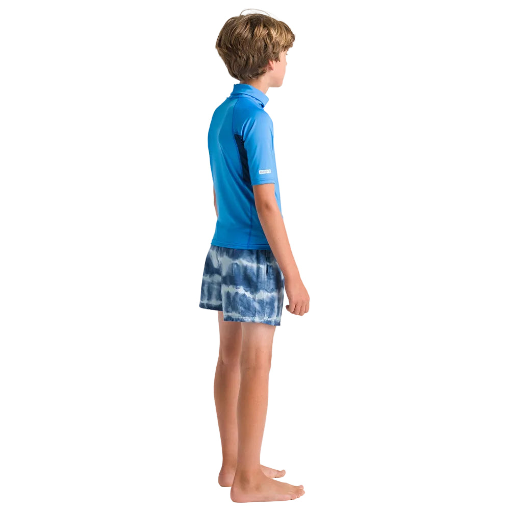 C-Skins NuWave Rash X Junior Short Sleeve Rash Vest - Cyan/Slate/Multi